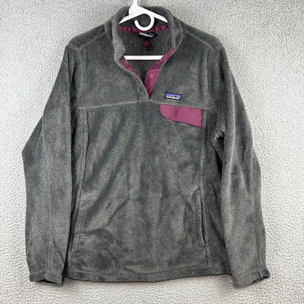 Patagonia Womens polartec Snap-T Fleece‎ Pullover Gray Purple XL 25443